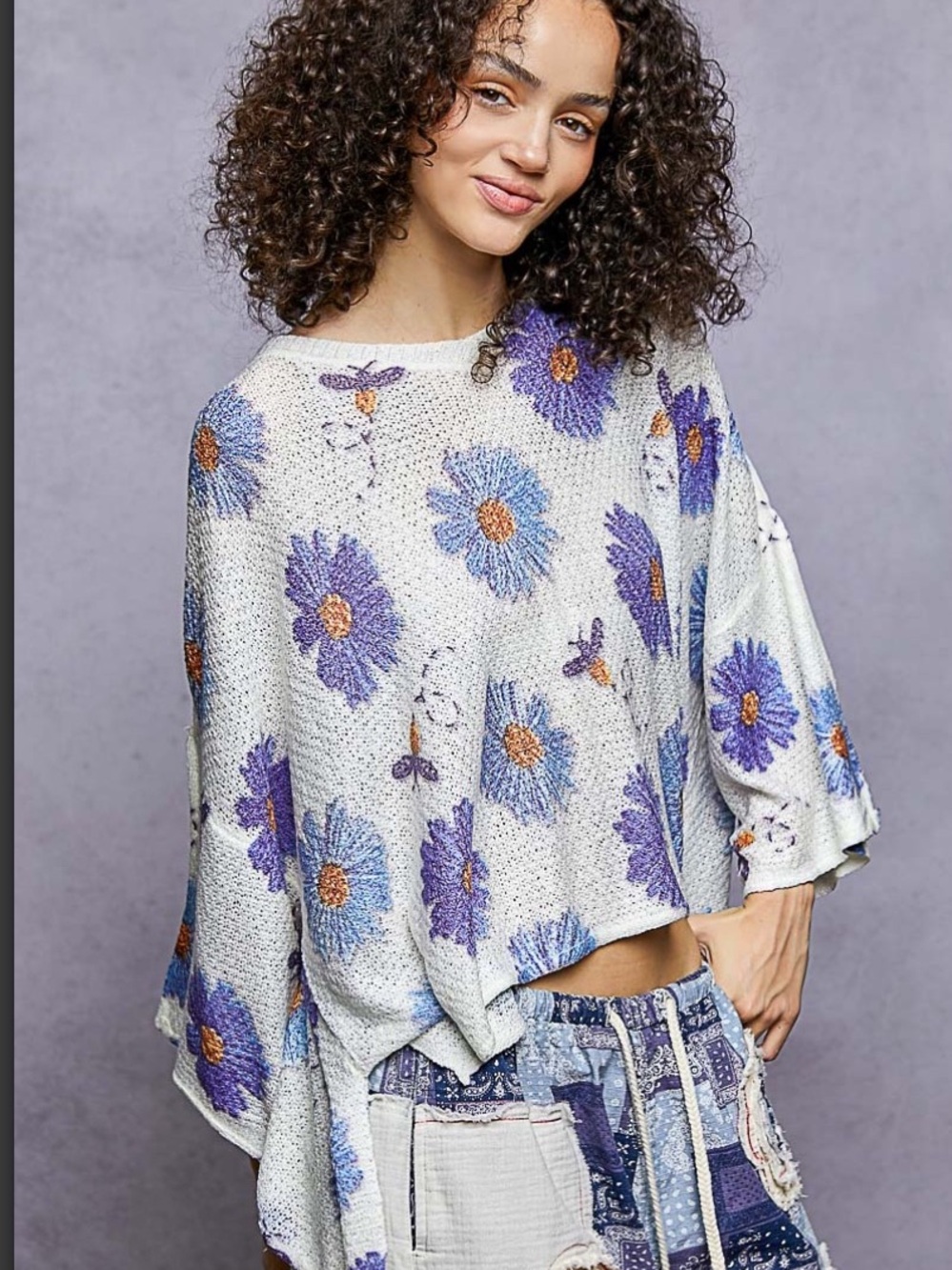 364 2 left ❤️POL oversized floral sweater